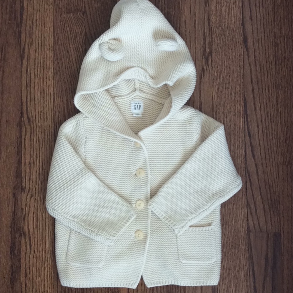 baby Gap 100% cotton knit hooded cardigan